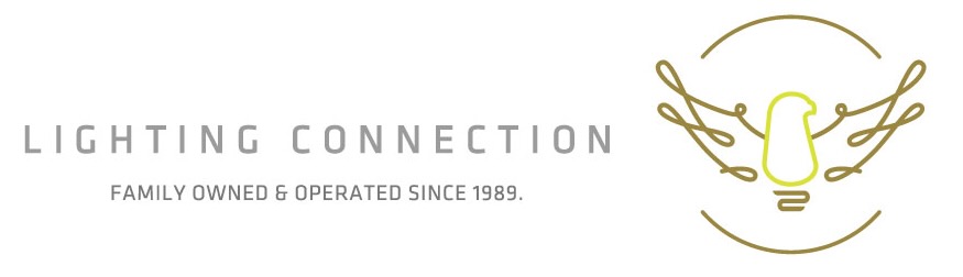 Lighting Connection logo with a stylized light bulb and wings graphic; text reads "Family owned & operated since 1989.